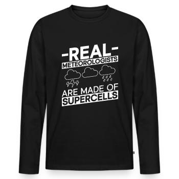 Météorologue Météo Climat Prévisions Météo - T-shirt manches longues Premium bio Homme - noir - Devant - Nico (187cm)