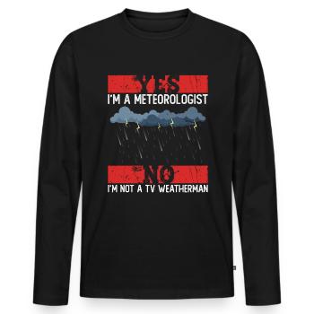 Météorologue Météo Climat Prévisions Météo - T-shirt manches longues Premium bio Homme - noir - Devant - Nico (187cm)