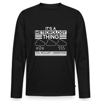 Météorologue Météo Climat Prévisions Météo - T-shirt manches longues Premium bio Homme - noir - Devant - Nico (187cm)