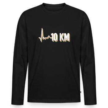 10 Km - 10k Running Entraînement Jogging Runners - T-shirt manches longues Premium bio Homme - noir - Devant - Nico (187cm)