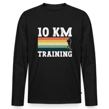 10 Km d’entraînement - 10k Running Training Runner Jogging - T-shirt manches longues Premium bio Homme - noir - Devant - Nico (187cm)