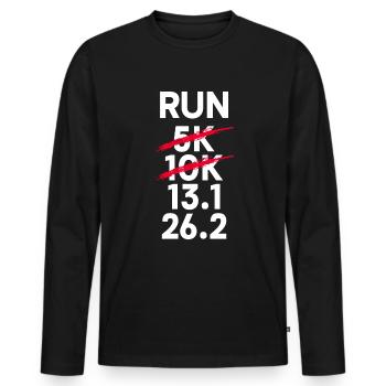 10 km de course à pied - 10 km d’entraînement de course à pied - T-shirt manches longues Premium bio Homme - noir - Devant - Nico (187cm)