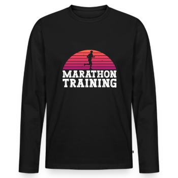 Marathon Training - Marathon Runners Marathoners - Men's Premium Organic Long Sleeve Shirt - black - Front - Nico (187cm)