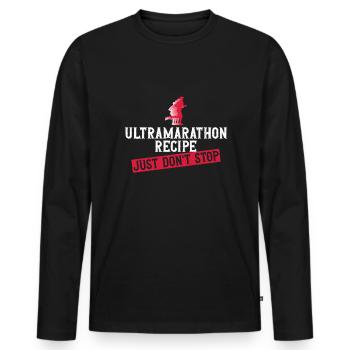 Recette d’ultramarathon Ne vous arrêtez pas - T-shirt manches longues Premium bio Homme - noir - Devant - Nico (187cm)