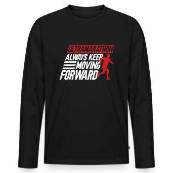 Ultramarathon Always forward Ultramarathon - Men's Premium Organic Long Sleeve Shirt - black - Front - Nico (187cm)