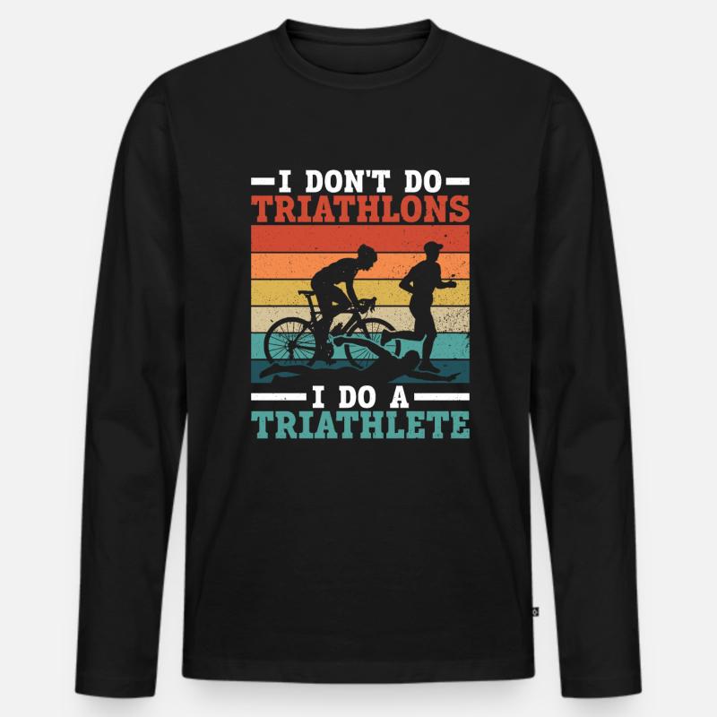 Triathlon Training Triathlet Geschenk - Männer Premium Bio Langarmshirt - Schwarz