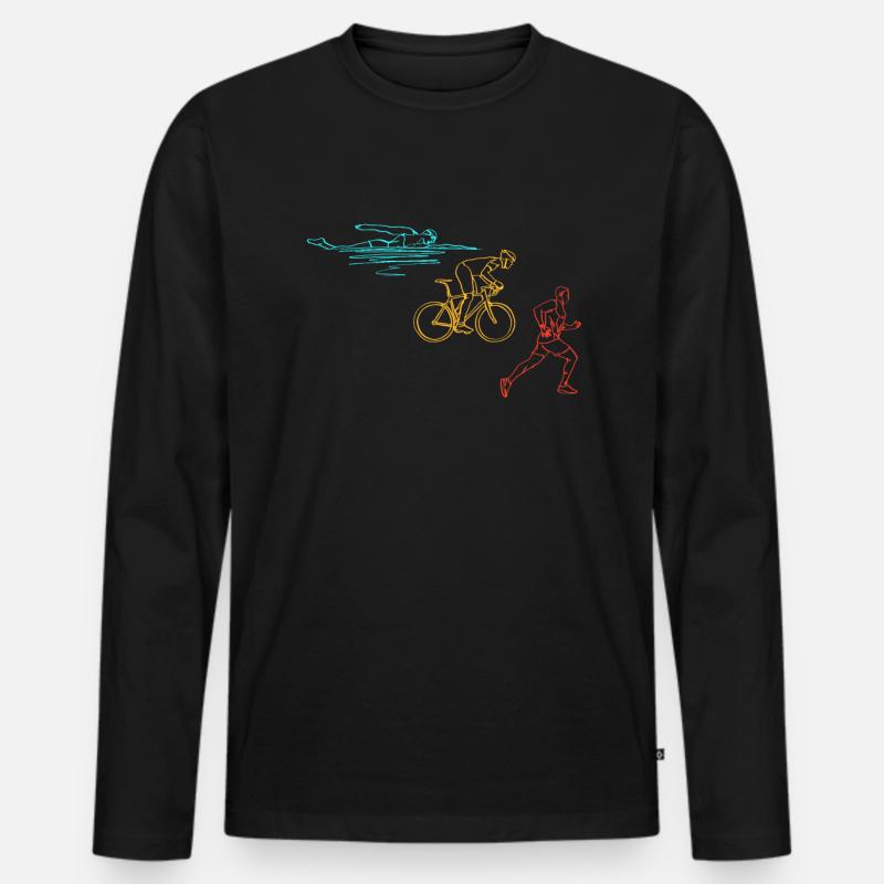 Triathlon Training Triathlet Geschenk - Männer Premium Bio Langarmshirt - Schwarz