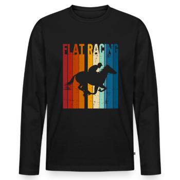 Course de plat - Courses de chevaux Cavaliers d’équitation - T-shirt manches longues Premium bio Homme - noir - Devant - Nico (187cm)