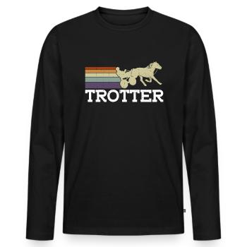 Traber - Cheval de course de chevaux - T-shirt manches longues Premium bio Homme - noir - Devant - Nico (187cm)
