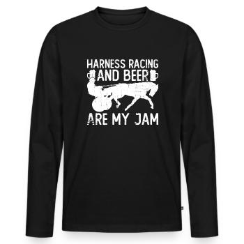 Trabrennen Pferderennen Trab Pferd Traber - Männer Premium Bio Langarmshirt - Schwarz - Vorne - Nico (187cm)