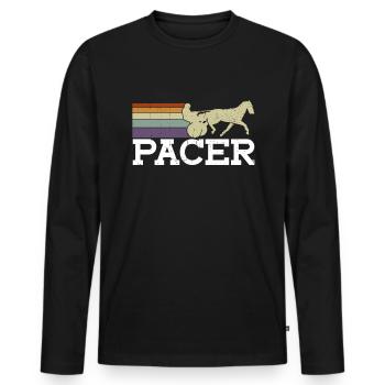 Pacer - Cheval de course de chevaux - T-shirt manches longues Premium bio Homme - noir - Devant - Nico (187cm)