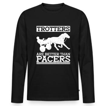 Trotters are better than pacers - horse racing - Men's Premium Organic Long Sleeve Shirt - black - Front - Nico (187cm)