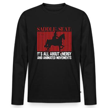Selle : C'est de l'énergie et de l'animation - T-shirt manches longues Premium bio Homme - noir - Devant - Nico (187cm)