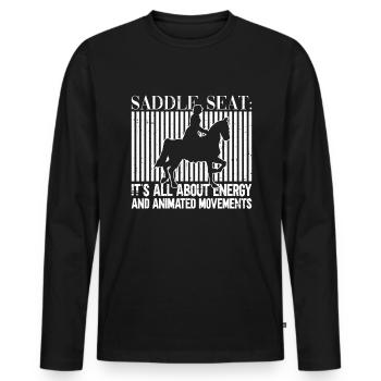 Sattelsitz Englisch Reiten Reiter Pferd Reiten - Männer Premium Bio Langarmshirt - Schwarz - Vorne - Nico (187cm)