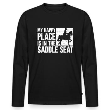 Mon endroit heureux est dans la selle - Selle - T-shirt manches longues Premium bio Homme - noir - Devant - Nico (187cm)