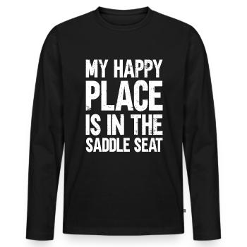 Mon endroit heureux est dans la selle - Selle - T-shirt manches longues Premium bio Homme - noir - Devant - Nico (187cm)