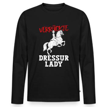 Crazy Dressage Lady - Dressage Riding Dressage - Men's Premium Organic Long Sleeve Shirt - black - Front - Nico (187cm)