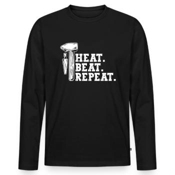 Hitze. Schlagen. Wiederholen. - Schmied Schmiede - Männer Premium Bio Langarmshirt - Schwarz - Vorne - Nico (187cm)