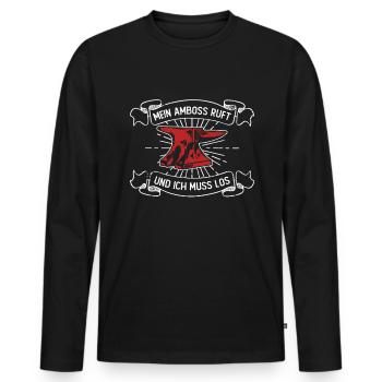 Mein Amboss Ruft Und Ich Muss Los - Schmied - Männer Premium Bio Langarmshirt - Schwarz - Vorne - Nico (187cm)