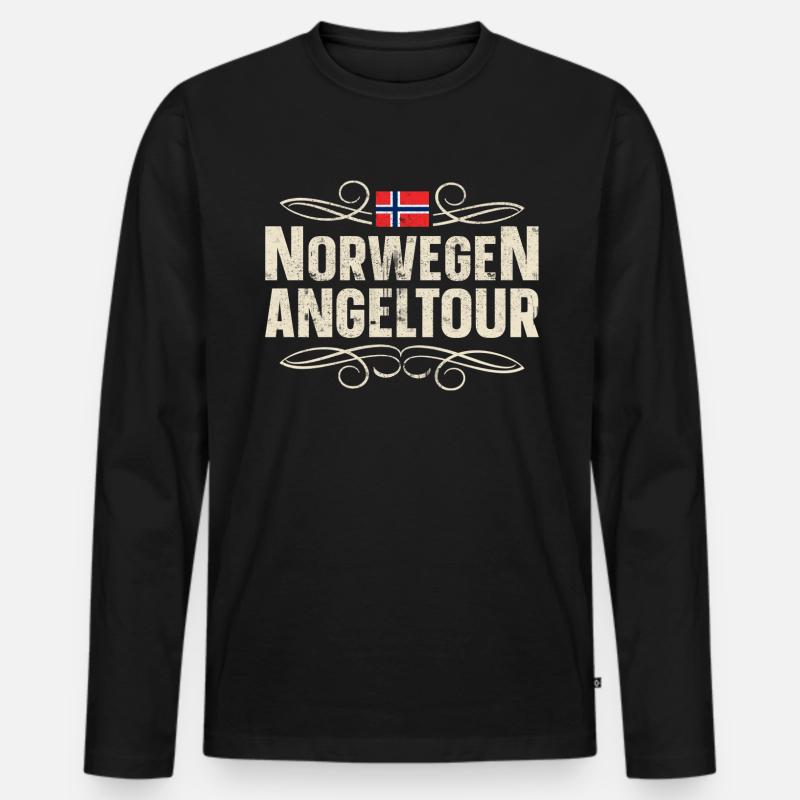 Norwegen Angeltour - Männer Premium Bio Langarmshirt - Schwarz
