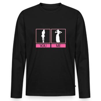 Elle: Femme normale Moi: Danseuse du ventre - Danseuse du ventre - T-shirt manches longues Premium bio Homme - noir - Devant - Nico (187cm)