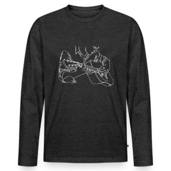 Gitarre Oneline Art - Akustikgitarre Gitarre - Männer Premium Bio Langarmshirt - Anthrazit meliert - Vorne - Nico (187cm)