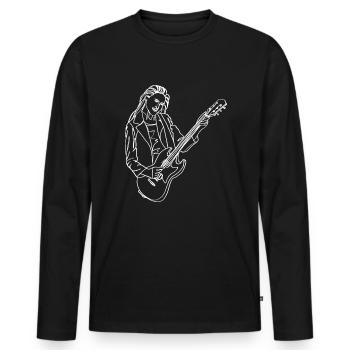 Gitarre Oneline Art - E-Gitarre Gitarre Spieler - Männer Premium Bio Langarmshirt - Schwarz - Vorne - Nico (187cm)