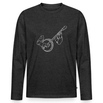 Banjo Oneline Art - Banjo Bluegrass Banjo Spieler - Männer Premium Bio Langarmshirt - Anthrazit meliert - Vorne - Nico (187cm)