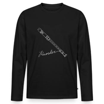 Blockflöte Oneline Art - Blockflöte Instrument - Männer Premium Bio Langarmshirt - Schwarz - Vorne - Nico (187cm)