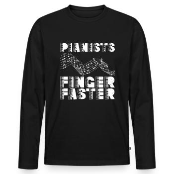 Pianists Finger Faster - Piano Pianist - Men's Premium Organic Long Sleeve Shirt - black - Front - Nico (187cm)