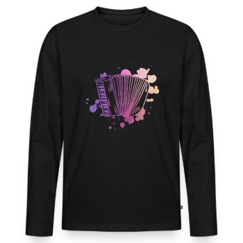 Accordion Watercolor - Accordion Accordion Player - Men's Premium Organic Long Sleeve Shirt - black - Front - Nico (187cm)