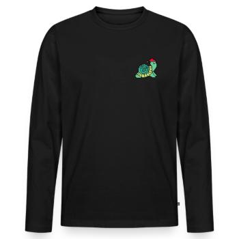 Noël de tortue pixélisée - Drôle - T-shirt manches longues Premium bio Homme - noir - Devant - Nico (187cm)