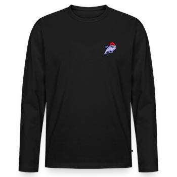 Noël pixélisé dauphin - Drôle - T-shirt manches longues Premium bio Homme - noir - Devant - Nico (187cm)