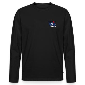 Orca Pixélisé Noël - Drôle - T-shirt manches longues Premium bio Homme - noir - Devant - Nico (187cm)