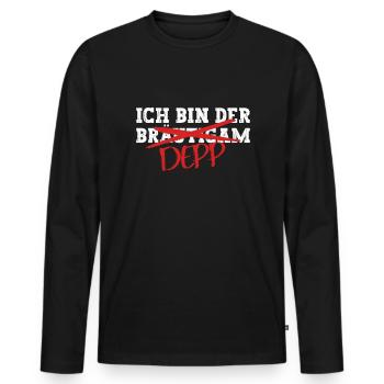 Ich Bin Der Bräutigam Depp - Bräutigam JGA - Männer Premium Bio Langarmshirt - Schwarz - Vorne - Nico (187cm)