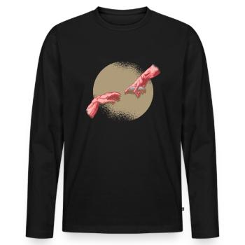 Michelangelo hands harmonica musicians - Men's Premium Organic Long Sleeve Shirt - black - Front - Nico (187cm)