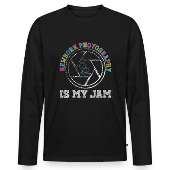 Newborn Photographer Baby Photography Saying - Men's Premium Organic Long Sleeve Shirt - black - Front - Nico (187cm)