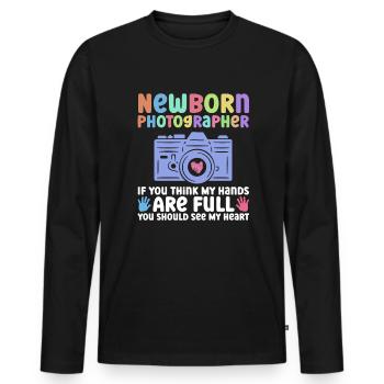 Newborn Photographer Baby Photography Saying - Men's Premium Organic Long Sleeve Shirt - black - Front - Nico (187cm)