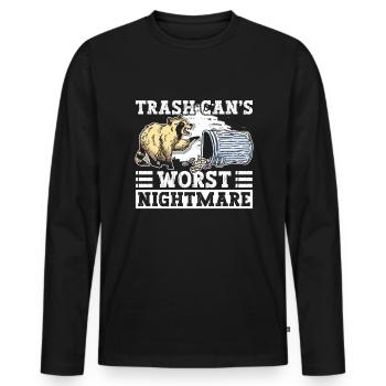 Mülltonnen schlimmster Albtraum - Waschbär - Männer Premium Bio Langarmshirt - Schwarz - Vorne - Nico (187cm)