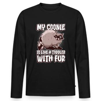 Mein Coonie ist wie Kleinkind mit Fell Waschbär - Männer Premium Bio Langarmshirt - Schwarz - Vorne - Nico (187cm)