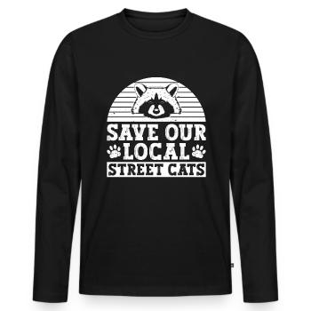 Waschbär Tierschutz Tierrecht Aktivist - Männer Premium Bio Langarmshirt - Schwarz - Vorne - Nico (187cm)