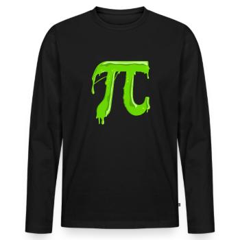 Green Slimy Pi - Funny math teacher for - Men's Premium Organic Long Sleeve Shirt - black - Front - Nico (187cm)