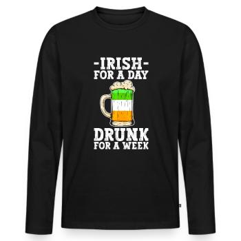 Irlande Irlandais drôle de dicton de la Saint-Patrick - T-shirt manches longues Premium bio Homme - noir - Devant - Nico (187cm)