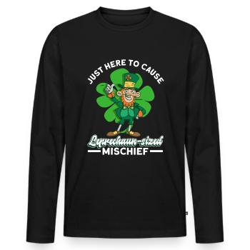 Irlande Irish Leprechaun St Patrick’s Day Funny - T-shirt manches longues Premium bio Homme - noir - Devant - Nico (187cm)
