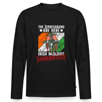 Irlande Irish Leprechaun St Patrick’s Day Funny - T-shirt manches longues Premium bio Homme - noir - Devant - Nico (187cm)