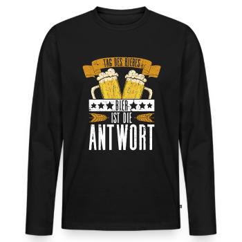 Tag Des Bieres Bier Ist Die Antwort - Bier Tag - Männer Premium Bio Langarmshirt - Schwarz - Vorne - Nico (187cm)