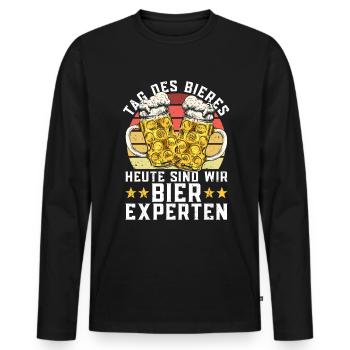 Tag Des Bieres Heute Sind Wir Bier-Experten - Bier - Männer Premium Bio Langarmshirt - Schwarz - Vorne - Nico (187cm)