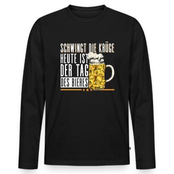 Schwingt Die Krüge Heute Ist Der Tag Des Bieres - Männer Premium Bio Langarmshirt - Schwarz - Vorne - Nico (187cm)