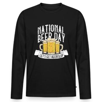 Journée de la bière Journée de la bière Amateurs de bière Buveurs de bière - T-shirt manches longues Premium bio Homme - noir - Devant - Nico (187cm)