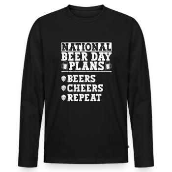 Journée de la bière Journée de la bière Amateurs de bière Buveurs de bière - T-shirt manches longues Premium bio Homme - noir - Devant - Nico (187cm)